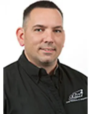 A man in black shirt and white background