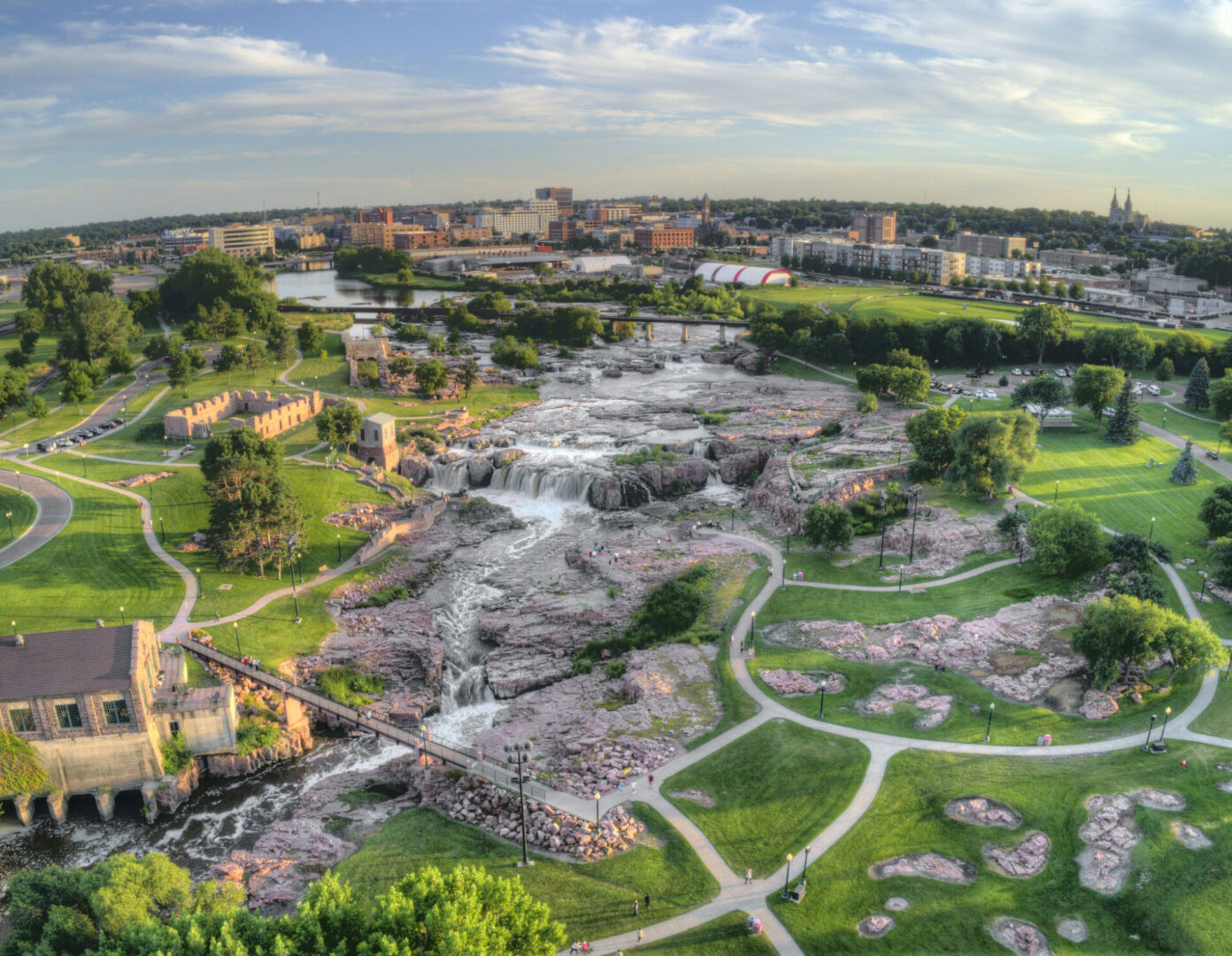 Summer Aerial View of Sioux Falls, The largest City in the State of South Dakota