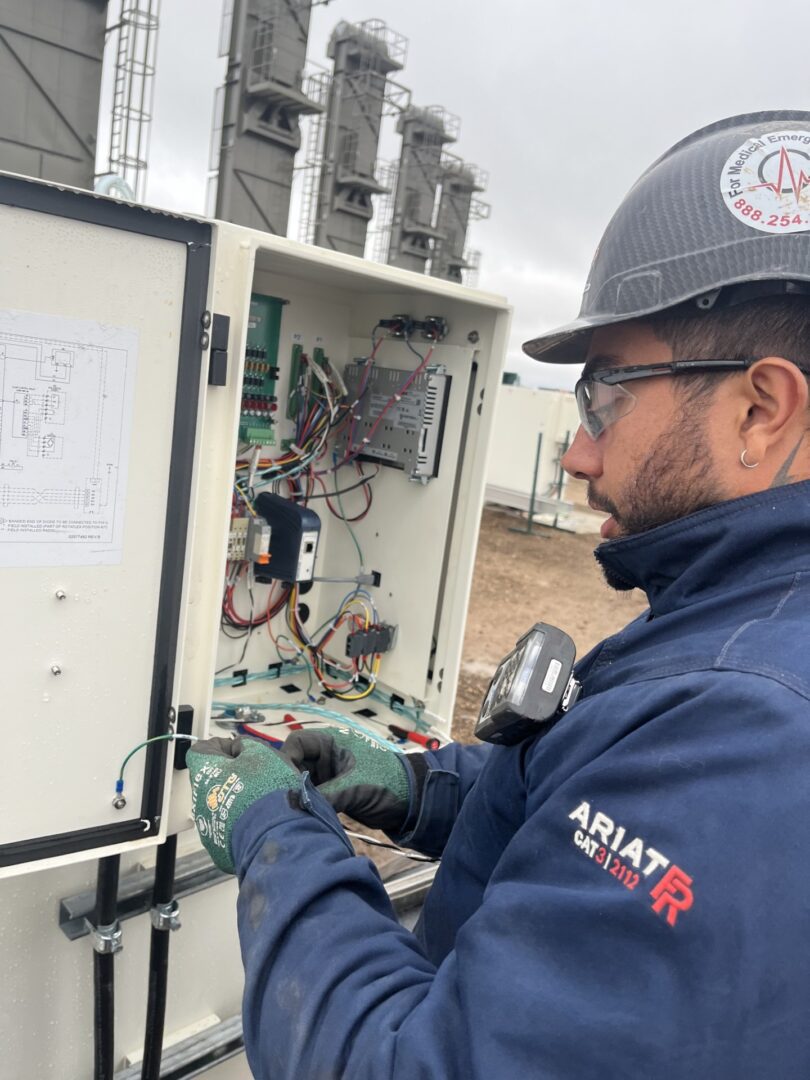 Wiring an electrical box.