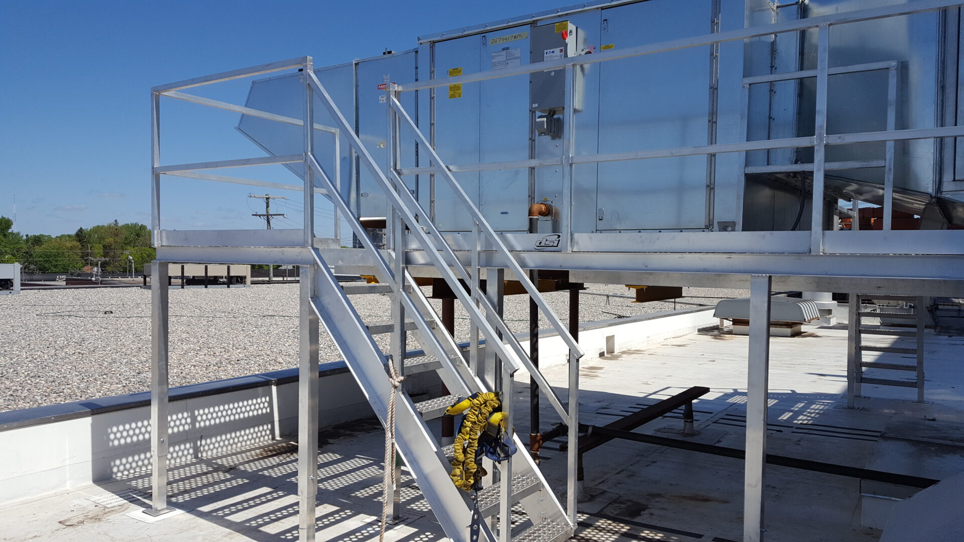 Aluminum stairs and catwalk pre fabricated and assembled on-site.