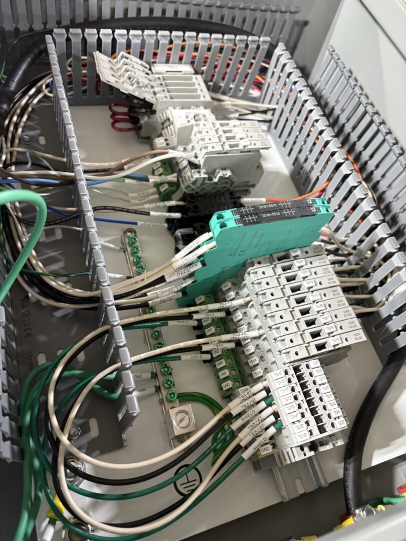 UL-certified panel showing labeling on wiring and connections.