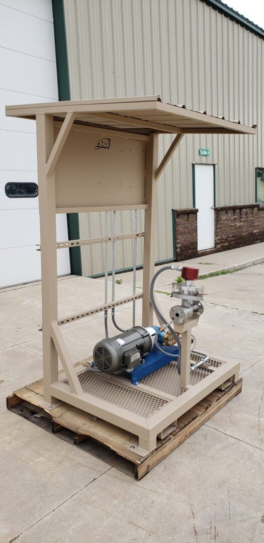 Custom fabricated pump stand for harsh environment.