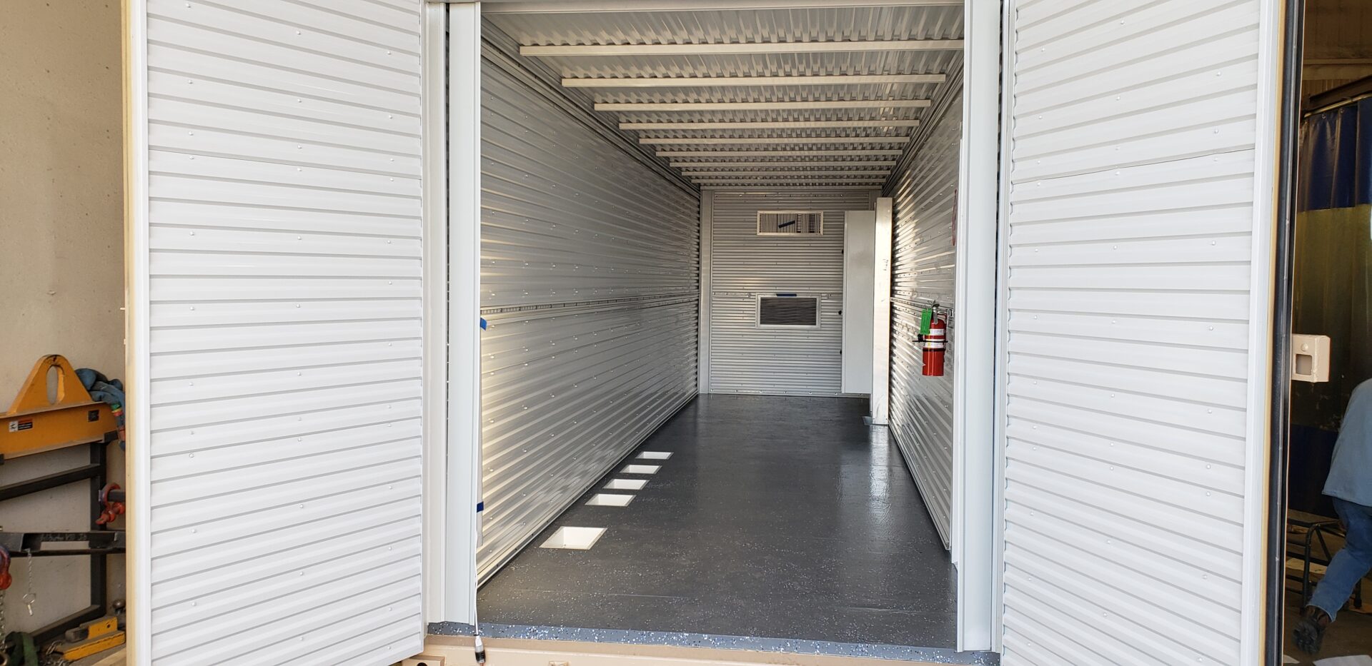 Custom fabricated shipping container control house.