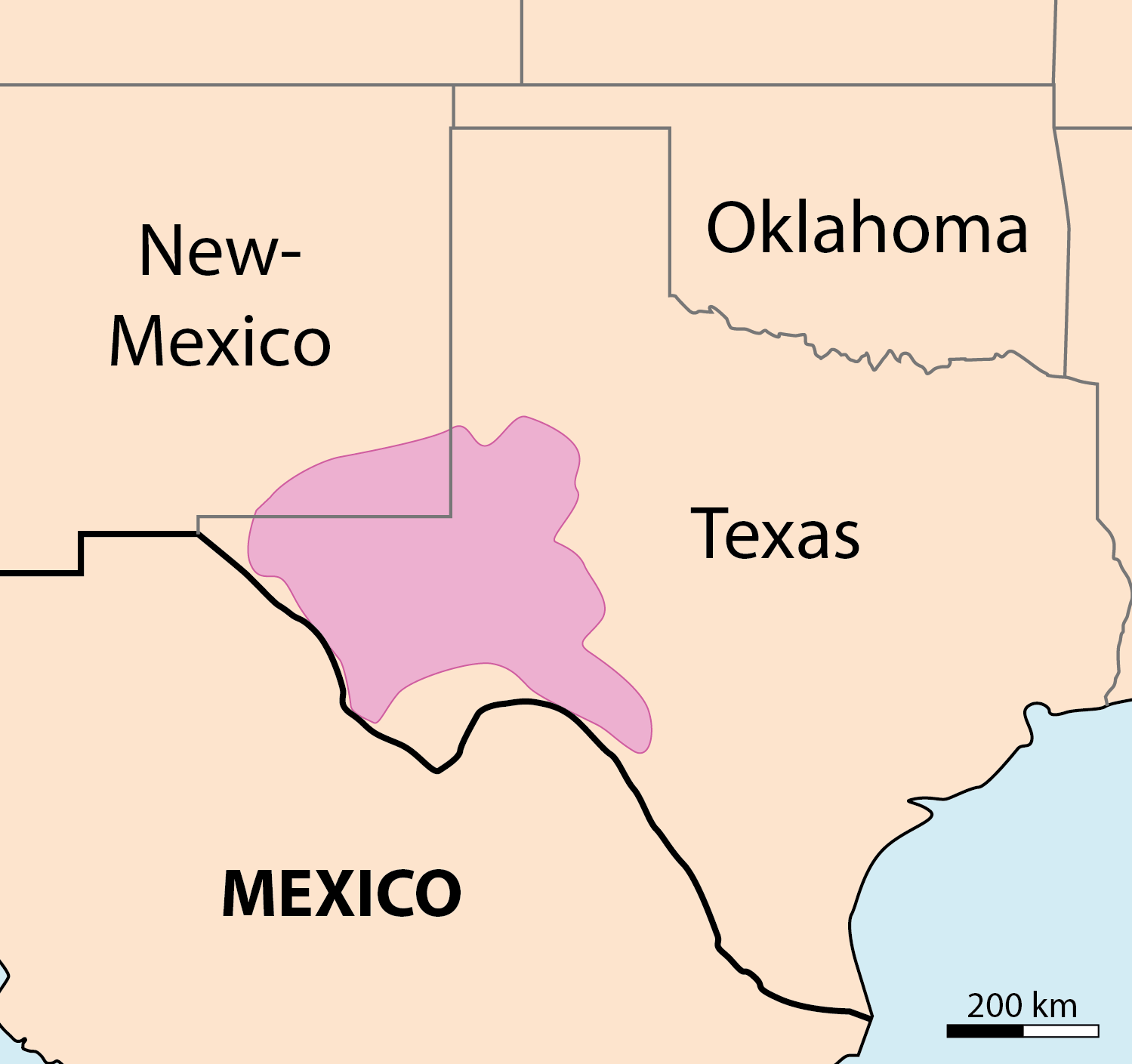 Map of the Permian Basin across West Texas and southeastern New Mexico