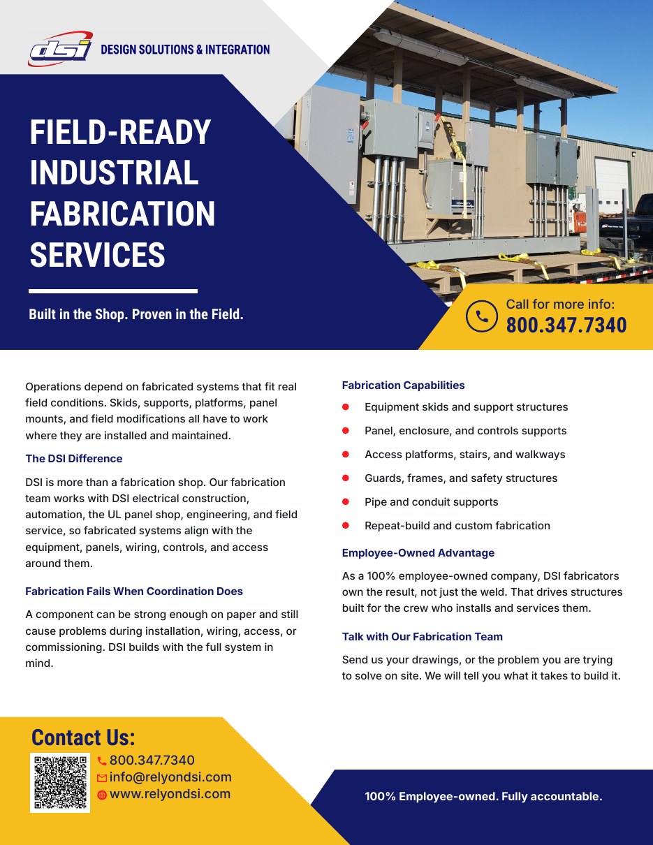 Cover of the Rely on DSI Industrial Fabrication cut sheet