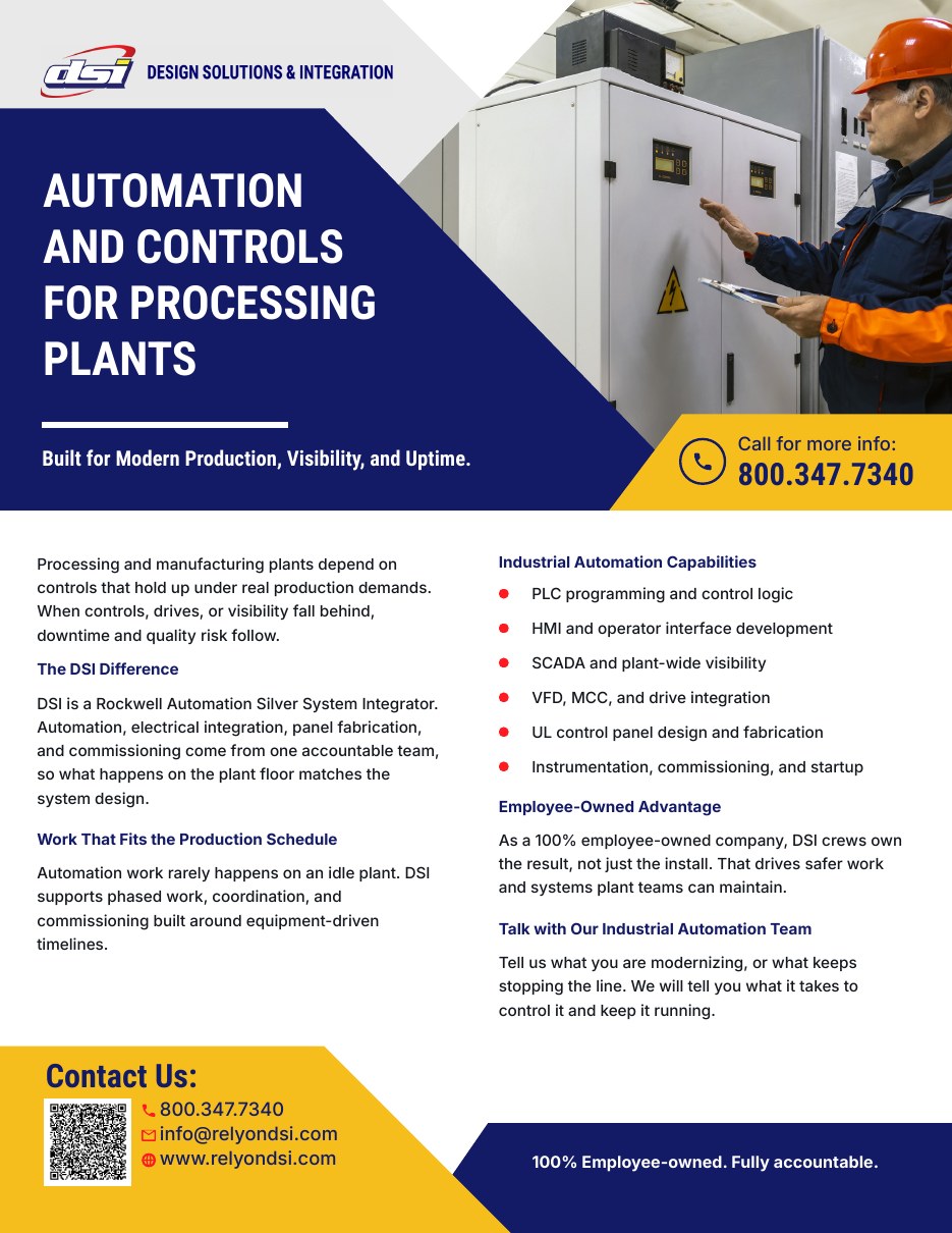 Cover of the Rely on DSI Industrial Processing Automation cut sheet