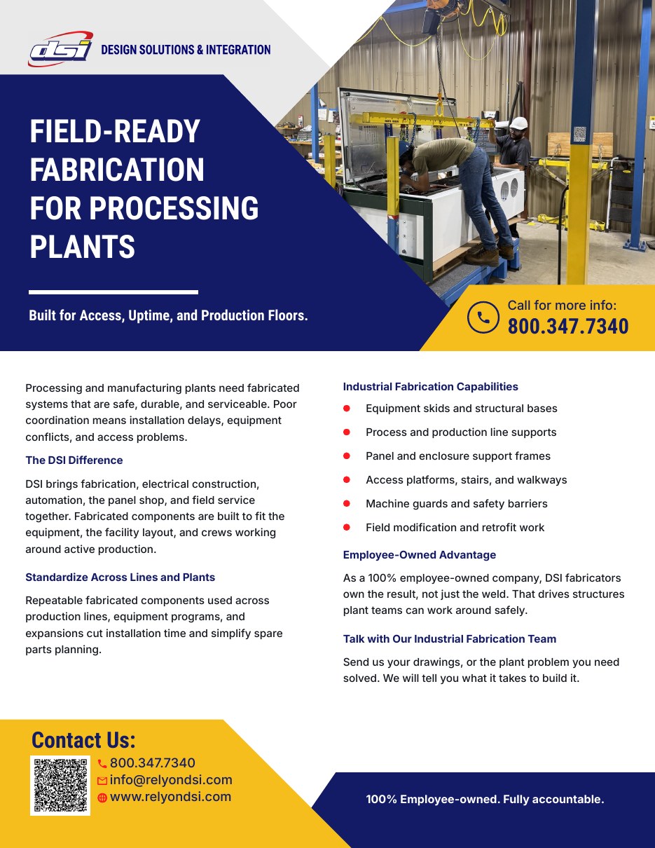 Cover of the Rely on DSI Industrial Processing Fabrication cut sheet