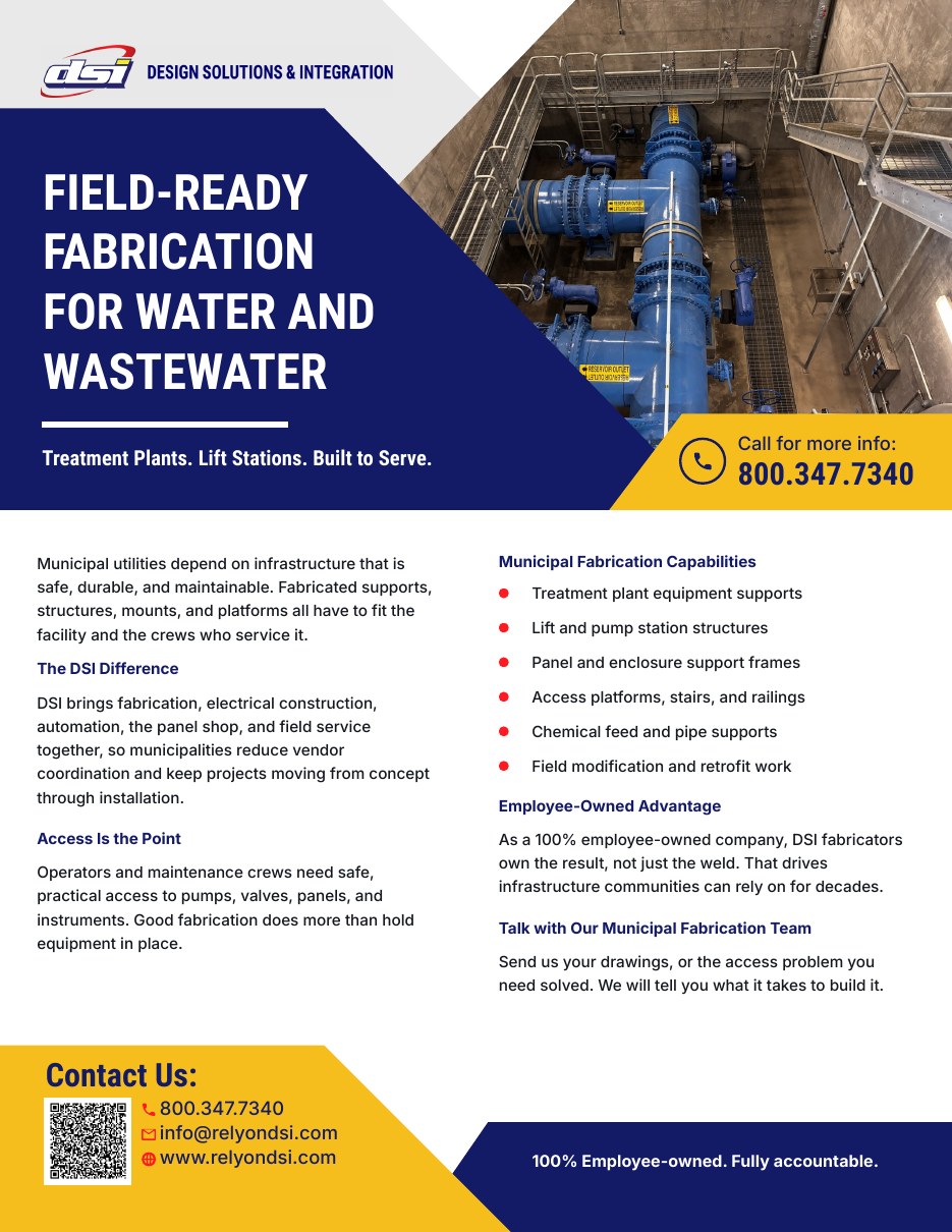 Cover of the Rely on DSI Municipal Water and Wastewater Fabrication cut sheet