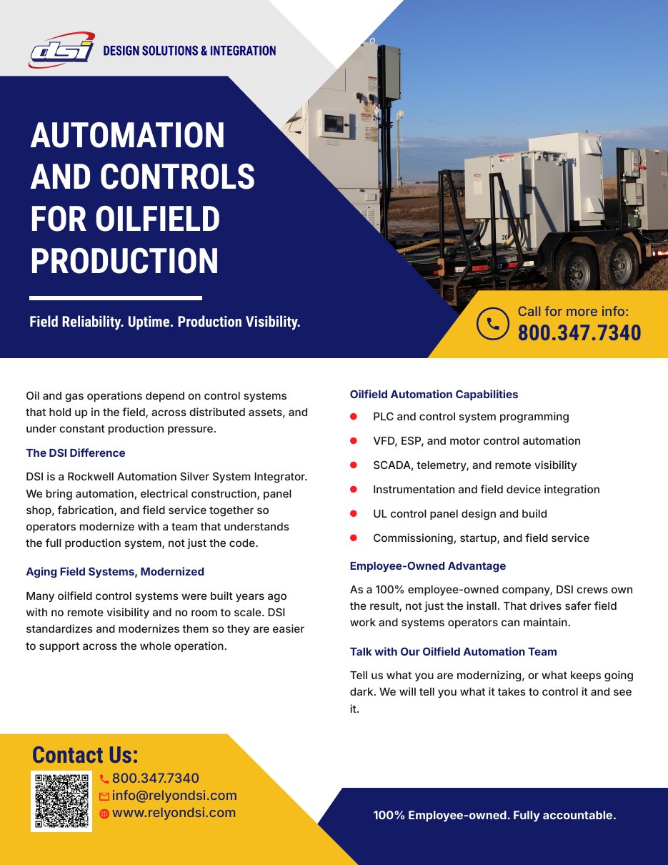 Cover of the Rely on DSI Oil and Gas Automation cut sheet